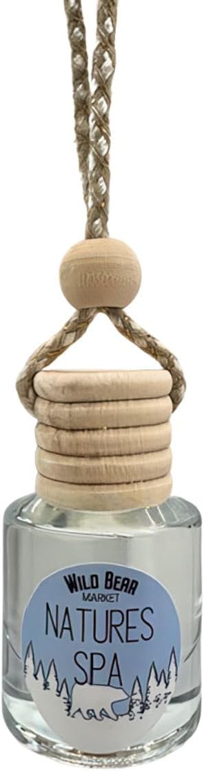 Natures Spa Hanging Car Air Freshener Diffuser, Long Lasting Natural Fragrance Oil Car Freshener, Glass Bottle, Auto Air Deodorizer, Made in USA Toxin Free