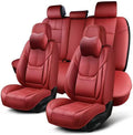 Auto Car Seat Covers Accessories Full Set Leather Cushion Protector Breathable Waterproof Seat Cover for Cars Universal Fit (Wine, Front Pair and Rear)