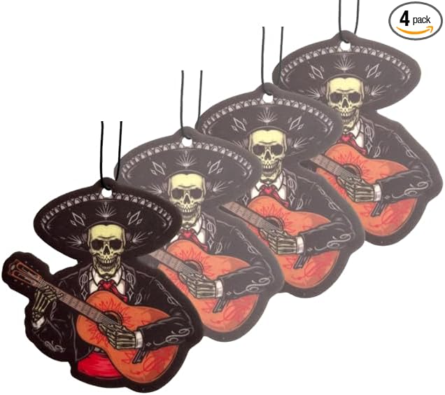 Fresh Fresheners Cute Funny and Aesthetic Car Air Fresheners 4-pack Scented With Premium Oils (Mariachi Skull)