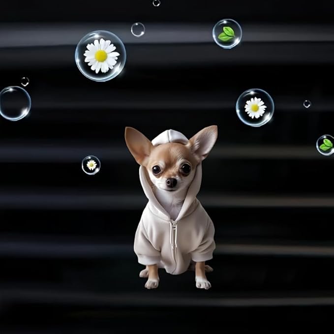 Cartoon Chihuahua Hoodie 2D Acrylic Car Air Vent Freshener – Solid Scented Decoration for AC Vents, Cute Dog Hoodie Design, Long-Lasting Fragrance, Fun Car Accessory