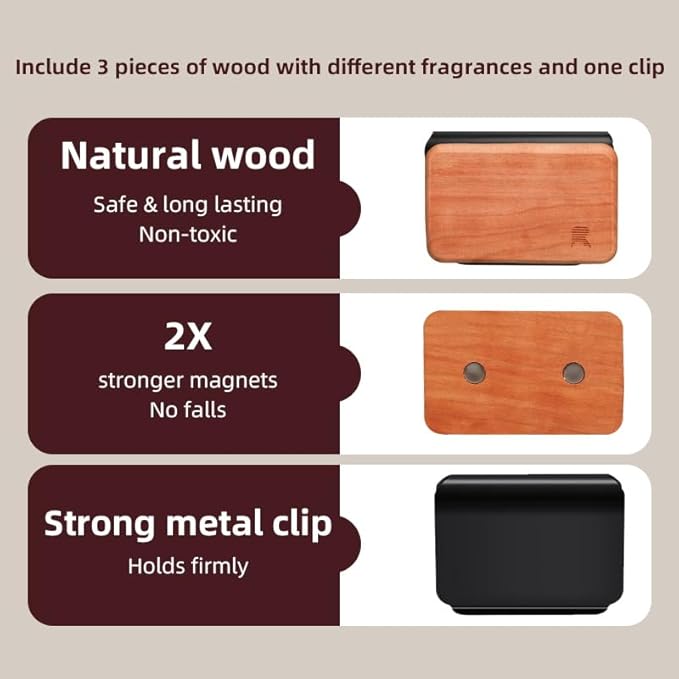 2025 Newly Car Air Freshener - Wood Boxed Car Air Freshener – Long-Lasting Fragrance for 90+ Days – Wooden Car Diffuser （Amber Vanilla Scent）