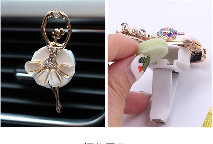 4 pcs Cute Car Vent Clips Car Air Fresheners Vents Clips Glistering Crystals Air Freshener Clip Charm Car Inter Decor Cute Accessories for Women Girls (Pearl bow air outlet)