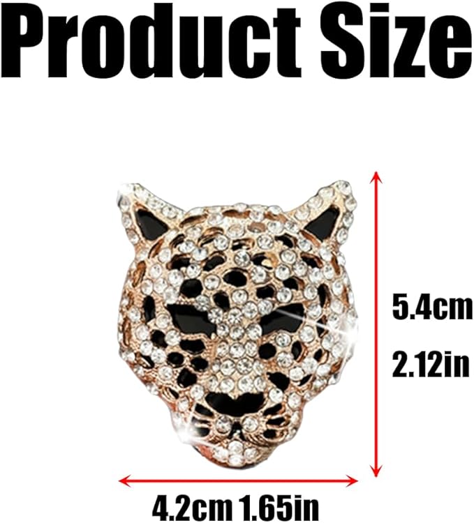 4 Pcs Bling Leopard Air Vent Clips, Crystal Car Air Fresheners Vent Clips Diffuser Rhinestone Leopard Decoration Car Interior Decor Bling Accessories for Women (Gold)