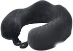 Travel Neck Pillow Sleep Kit - 100% Memory Foam Travel Pillow, Car Airplane Travel Pillow Neck Pillow Nap Lunch Break Student Memory Foam U-Shaped Pillow (Color : Black)