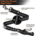 SlowTon Dog Seat Belt for Car, Adjustable 3 in 1 Dog Seatbelt with Elastic Bungee Buffer, Nylon Heavy Duty Dog Car Harness Reflective Safety Tether Leash with Latch Hook Clip Black
