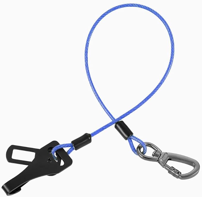 Dog Car Seat Belt - 3-in-1 Heavy Duty Safety Harness with Locking Carabiner, Universal Buckle Adapter, Chew-Proof Steel Rope (Blue, 32in/80cm)