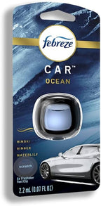 Febreze Car Vent Clip Air Freshener, Odor Eliminator for Strong Odors, Up to 30 Days Freshness, Ocean