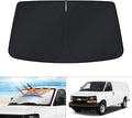 KUST Windshield Sun Shade for 1996-2025 2026 Chevrolet Chevy Express 1500 2500 3500 4500 / GMC Savana Accessories Custom Fit Sunshade Express Foldable Blocks UV Rays Keep Cars Cooler