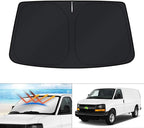 KUST Windshield Sun Shade for 1996-2025 2026 Chevrolet Chevy Express 1500 2500 3500 4500 / GMC Savana Accessories Custom Fit Sunshade Express Foldable Blocks UV Rays Keep Cars Cooler
