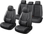 Car Seat Covers Full Set Custom Fit for Ford Ranger 2000-2026 - Premium Faux Leather with Lumbar Support | Breathable, Waterproof, Anti-Slip, Durable (Black,Full Set)
