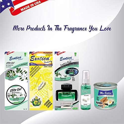 Exotica Car Air Freshener | Spill-Proof Can | Organic | for Home & Auto | Long Lasting Freshness | (Pack of 12) Jasmine