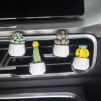 4 Pcs Cute Cactus Air Vent Perfume Clips, Resin Artificial Plant Succulents Car Air Fresheners Aromatherapy Clips, Car Interior Decoration Accessories, Gift for Men Women
