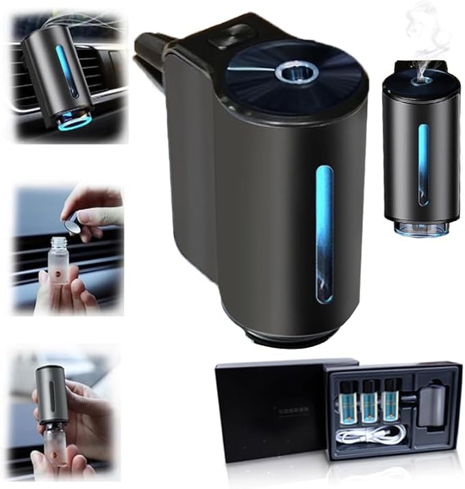 Smart Car Air Freshener with Three Adjustable,2026 New Smart Car AirS Freshener Diffuser Long Lasting, Air Freshener Vent Clips for Car Office Home Bedroom (Diffuser+3Pcs Blue seas)