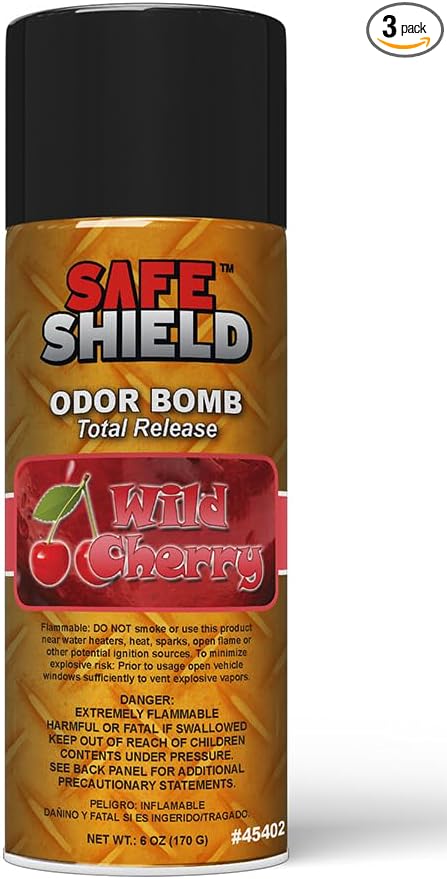 Wild Cherry Odor Bombs for Car Interiors - Automotive Odor Bomb with Sweet Fruity Fragrance - Neutralizes Unwanted Odors - 6 Ounce Can, Pack of 3