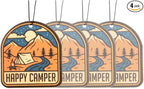 Outdoor Adventure Car Air Freshener 4 Pack Scented With Premium Oils By Fresh Fresheners (Happy Camper)
