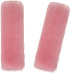 Soft & Cozy Australian Sheepskin Car Seat Belt Covers,2 Pack Fluffy Seatbelt Pads, Genunie Sheepskin Fur Shoulder Straps Cushions for Adults Kids Women and Men (Light Pink)