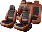 Car Seat Covers Full Set Custom Fit for Chevy Malibu 2000-2025 2026-Luxury Leather with Lumbar Support, Breathable, Waterproof, Anti-Slip, Durable, Easy to Install (BlackBrown,Full Set)