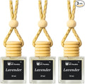 Lavender Car Air Freshener Set of 3 (10 ml) – Hanging Diffusers with Wooden Cap – Aromatherapy Scent for Car, Home & Office – Velvet Gift Bag – Long Lasting