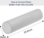 Memory Foam 26x6 Neck Pillows for Sleeping, Neck Pain Relief, Side Back Stomach Sleeper, Car or Office Chair Sofa,Support Cervical Pillow with Soft Velvet Pillowcase - Light Gray