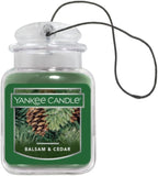 Yankee Candle Car Air Fresheners, Hanging Car Jar Ultimate, Neutralizes Odors Up To 30 Days, Balsam & Cedar, 0.96 OZ (Pack of 4)