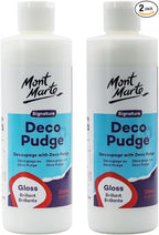 Mont Marte Deco Pudge Craft Varnish Signature 236ml (8 US fl.oz) 2PACK– Gloss, Multi-Purpose Clear Craft Sealer, Varnish, Decoupage Glue, Ideal for Acrylic Paints, Paper, Wood, Ceramics, Fabrics, Clay