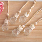 5Pcs 8ml Hanging Car Air Freshener Perfume Bottle, Refillable Aromatherapy Fragrance Clear Empty Essential Oil Diffuser Perfume Pendant Auto Ornaments Decor Accessories with Wooden Caps