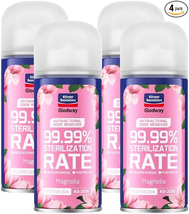 GLODWAY Car Air Freshener Spray, Magnolia Scent, 6 OZ Odor Eliminator,4 Pack, for Cars, Trucks, RVs, Home