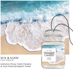 Yankee Candle Car Air Fresheners, Hanging Car Jar Ultimate, Neutralizes Odors Up To 30 Days, Sun & Sand, 0.96 OZ (Pack of 6)