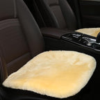 OGLAND Fluffy Genuine Australia Sheepskin Car Seat Cover for Auto Interior Accessories with Soft Fuzzy Wool Eco-Friendly Natural Fur Non-Slip (Light Yellow, Front)