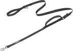 Hotsky Heavy Duty Dog Leash with Two Padded Handles,4.5-6 FT Adjustable Nylon Seatbelt Dog Leash with Traffic Handle and Carabiner for Large Medium and Small Breed Dogs that Pull,Black