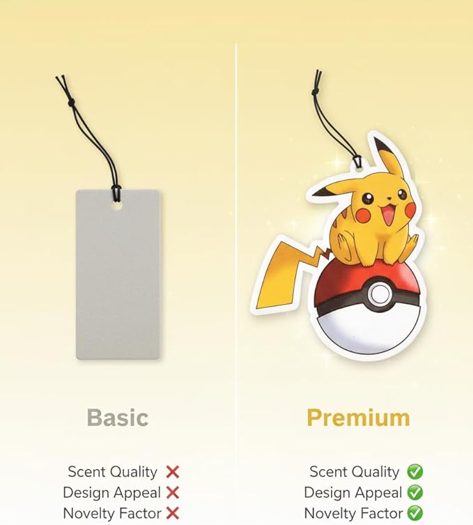 PumpCar 2 pieces double-sided yellow pika hanging cartoon cherry-scented funny car air freshener Cool hanging for rearview mirror Car Interior Accessories Gifts