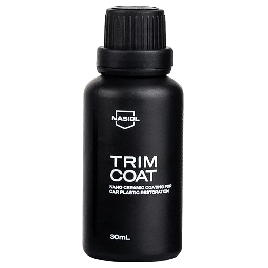 Nasiol TrimCoat Hydrophobic Ceramic Coating Kit – Plastic Trim Restorer for Cars, Restores Faded Trim to Original Color, Up to 2 Years Durability, Ultimate UV Protection, Easy Application – 1.01 oz
