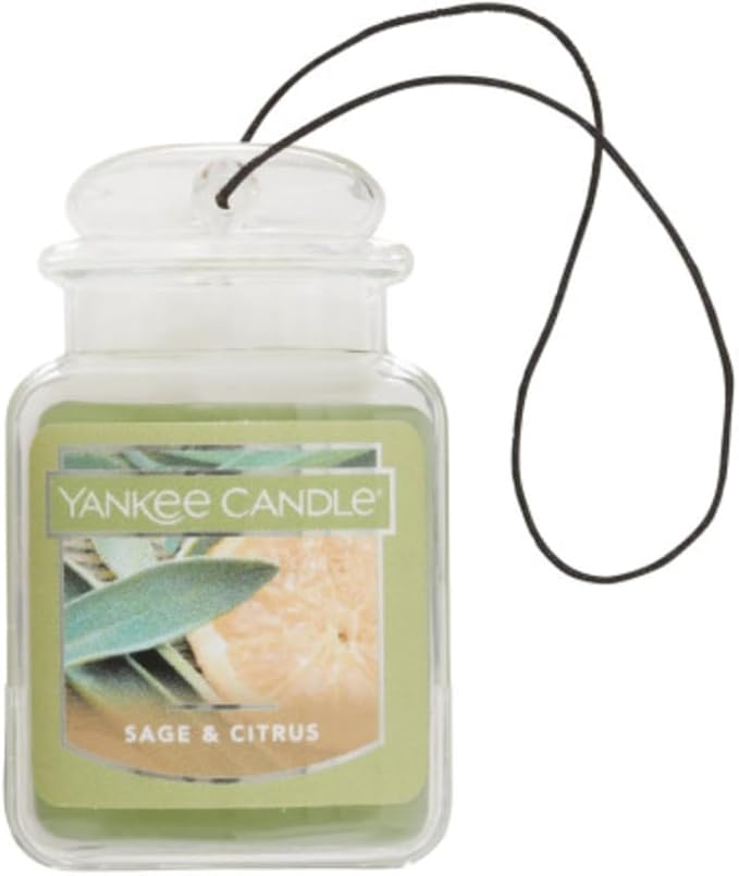 Yankee Candle Car Air Fresheners, Hanging Car Jar Ultimate, Neutralizes Odors Up To 30 Days, Sage & Citrus, 0.96 OZ (Pack of 6)