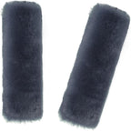 Soft & Cozy Australian Sheepskin Car Seat Belt Covers,2 Pack Fluffy Seatbelt Pads, Genunie Sheepskin Fur Shoulder Straps Cushions for Adults Kids Women and Men (Blue Grey)
