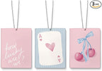 Blue Pink Cherry Air Freshener for Car,Girly Car Decor,Coquette Bow Ace Card Air Freshener Hanging 3 Pcs for Cars Closet Drawer Books Bathroom