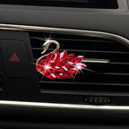 Katutude 2 Pcs Crystal Swan Car Air Vent Clips with Fragrance Tablets, Car Diffuser Air Freshener Vent Clips Air Conditioner Outlet Clip Charm Bling Car Interior Decoration, Red