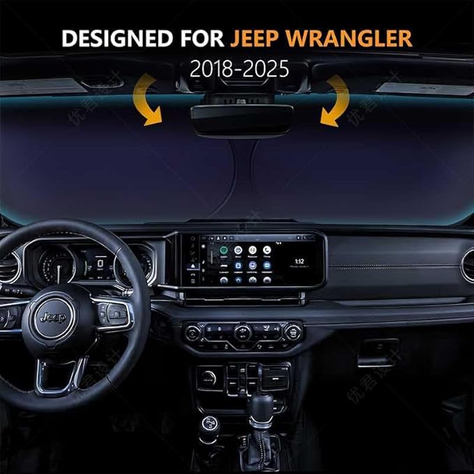 Upgraded Sunshade, Improved UV Protection Fabric, Foldable Front Sun Shade, Custom Accessories for 2018-2025 Jeep Wrangler