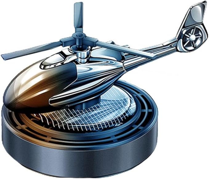 Solar Car Air Freshener, Helicopter Solar Energy Rotating Aromatherapy Aroma Diffuser Long Lasting Fragrance Perfume Car Accessories Cars Interior Decoration Ornament (Silver/Red/Black)