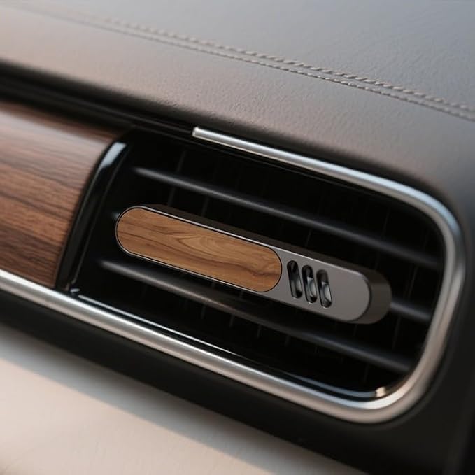 Luxury Car Air Freshener Vent Clip – Premium Wood & Metal Diffuser in Multiple Colors & Scent Kits – Reusable, Unisex for Men & Women (Platinum Silver, Luxury Floral)