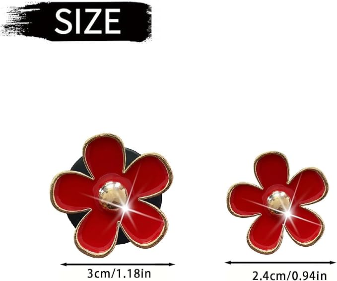 6 Pcs Red Cute Daisy Air Vent Clips, Flower Outlet Clip Car Air Fresheners with Mask Hook, for Car Interior Decoration Accessories Decor Charm Bling Car Accessories Decoration for Women