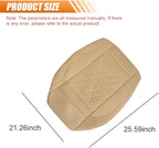 Luxury Faux Leather Car Seat Cover, Anti-Slip Waterproof Universal Front Bottom Seat Protector with Storage Pocket, Triangular Pattern Vehicle Seats Cushion for Sedans, SUVs, Trucks (Beige)