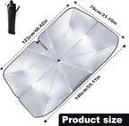 Car Windshield Sun Shade,Foldable Car Umbrella Sunshade with Universal Fits Cars, SUVs, Trucks(55 * 31 Inches)