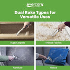 Evercare Duo Pet Hair and Lint Remover with 2 Refills, Dual-Sided Comb for Removing Pet Hair and Lint from Clothing and Furniture White