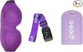 GEGO Premium Travel Kit, Sleep Mask 3D Contoured Eye with Soft Memory Foam, Luggage Tag Waterproof Resistant and Strap with Lock for Luggage TSA Approved (Sleep Mask Purple/Luggage Tag Purple)