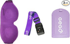 GEGO Premium Travel Kit, Sleep Mask 3D Contoured Eye with Soft Memory Foam, Luggage Tag Waterproof Resistant and Strap with Lock for Luggage TSA Approved (Sleep Mask Purple/Luggage Tag Purple)