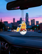 PumpCar 2 pieces double-sided yellow pika hanging cartoon cherry-scented funny car air freshener Cool hanging for rearview mirror Car Interior Accessories Gifts