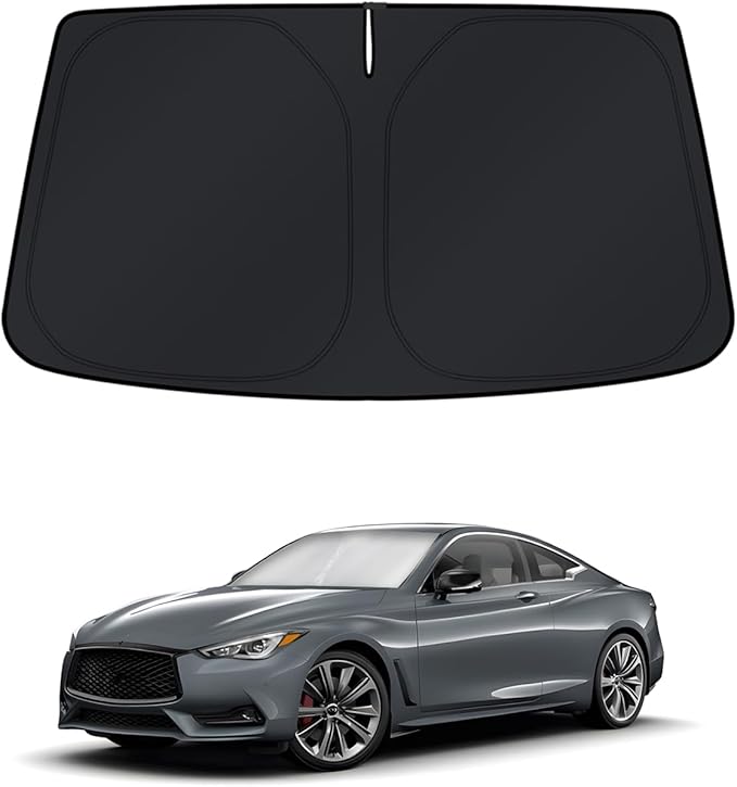 KUST Windshield Sun Shade for Infiniti Q60 Coupe 2017-2022 Window Accessories Sunshade Sun Protector Foldable Block UV Rays Keep Car Cooler