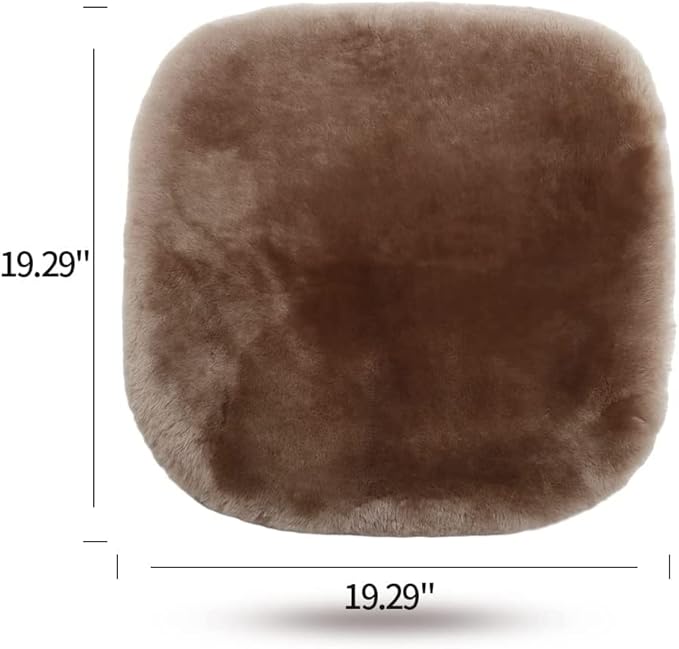 Genuine Sheepskin Auto Seat Pad, Australian Soft Wool Seat Cover Breathable and Sweat-Wicking Comfort Warm Universal Fit,19.2 inch x19.2 inch (Front seat Cushion 1pc, Khaki)