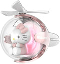 Kitty Car Air Freshener, Cute Pink Cat Pilot Air Vent Clip Interior Accessory, with 6 Color Changes, Rotating Propeller Car Air Outlet Fan, Creative Cartoon Car Air Freshener
