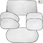 6PCS Reflective Car Windshield Sunshade, Polyester Foldable Car Side Window Sun Cover with Storage Bag, Universal Vehicle Interior Protection Accessories for Heat and UV Rays Shield